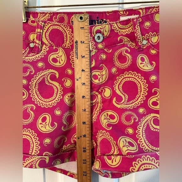 Johnnie B Women’s 30 Pink Orange Paisley Cotton Span MICRO Shorts Rolled Cuff - Picture 6 of 8